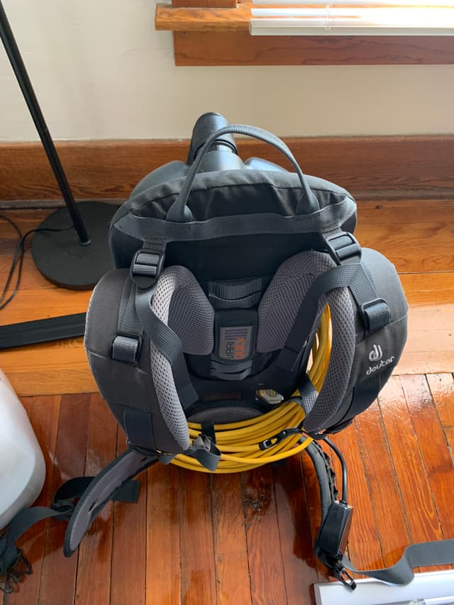 Deuter backpack-style leaf blower with cord